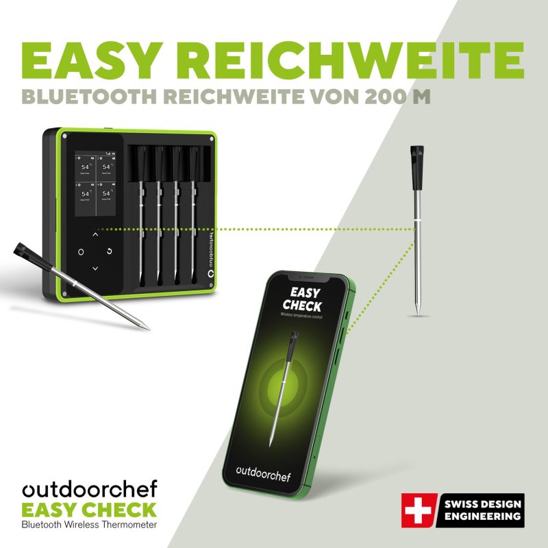 Outdoorchef Easy Check Thermometer Quadro - Wireless Bluetooth Grillthermometer - Retoure