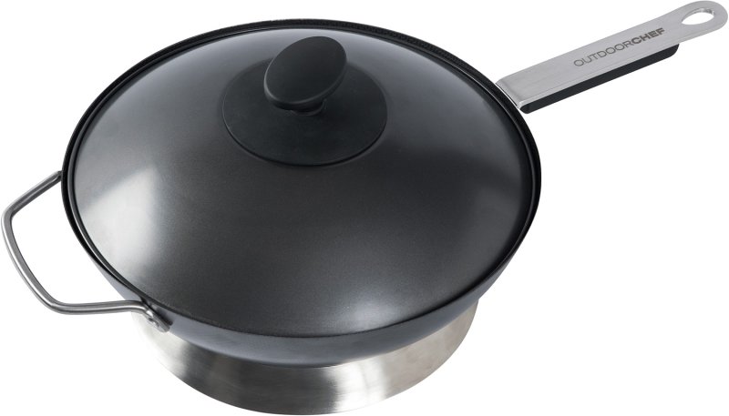 Outdoorchef Wok Carbonstahl mit Deckel + Wokring