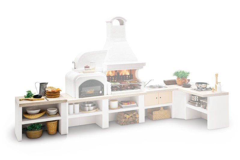 Palazzetti Outdoor Küche: Modul Arbeitsfläche - Marmotech Granitoptik rot