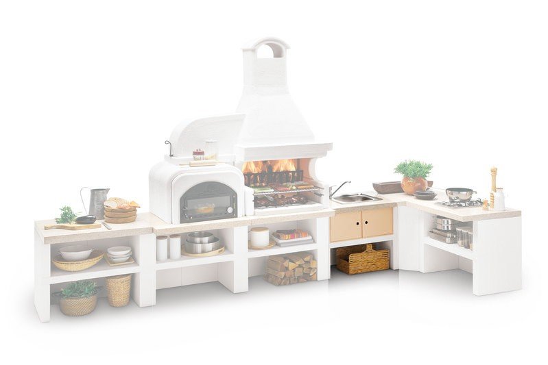 Palazzetti Outdoor Küche: Modul Spüle - Marmotech Granitoptik rot