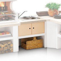 Palazzetti Outdoor Küche: Modul Spüle - Marmotech Granitoptik rot