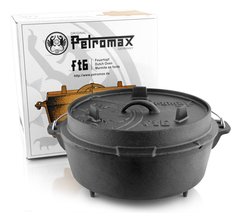 Petromax ft6 Feuertopf Dutch Oven 5,5 l - mit Füssen - X-DEAL inkl. Deckelheber, Pflegepaste und Kochlöffel