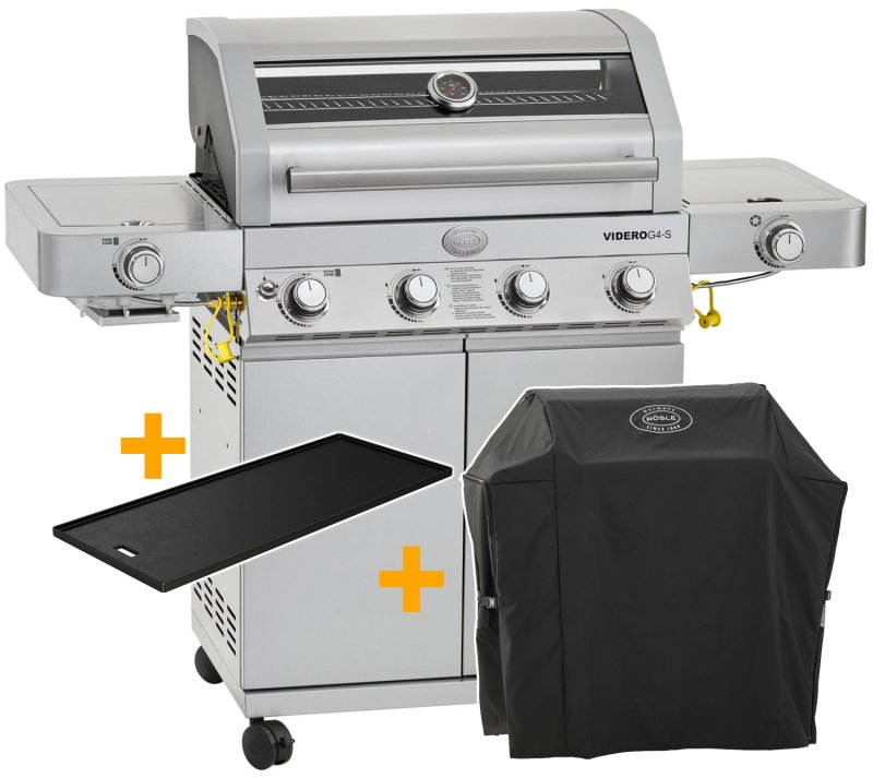 Rösle Edelstahl Gasgrill Videro G4-S VARIO+ - Limited Edition Modell 2023 - X-DEAL inkl. Abdeckhaube und Grillplatte