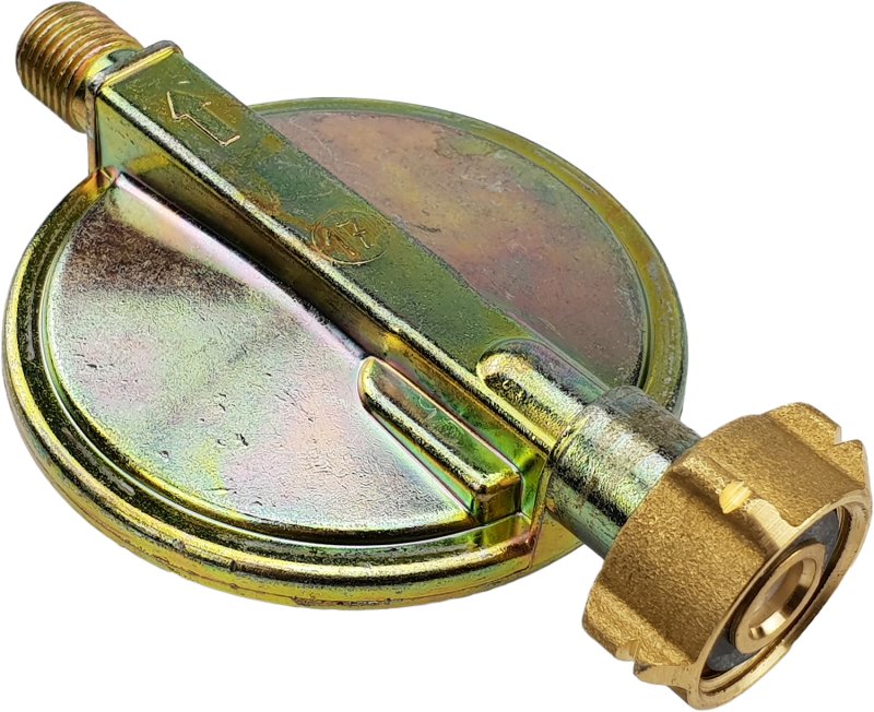 Druckminderer 50 mbar für deutsche Gasgrills in Betrieb mit schweizer Gasflaschen