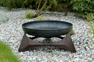 SvenskaV Design Feuerschale Arka XXL - Ø 63 cm - Rohstahl mit pulverbeschichtetem Fuß