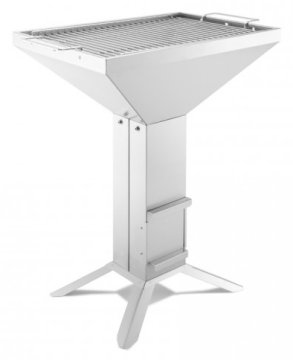 Thüros Holzkohlegrill T4-4F / Edelstahl Säulengrill 40x60 cm 4 Fuß inkl. Windansteckblech und Kohleschacht