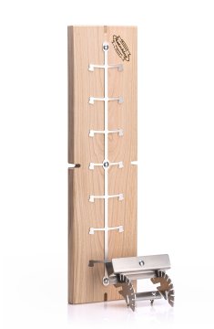 Axtschlag Flammlachsbrett Premium Line Kirsche - extra lang - mit Schraubhalterung &amp; patentierter Halterung für Feuerstelle + Grillrost