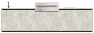 BURN Outdoorkitchen: BURN SOL Outdoor Küche mit Flammkraft Block D, Beefeater Kochfeld und Spüle (Wandlösung)