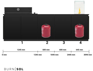BURN Outdoorkitchen: BURN SOL Outdoor Küche mit Brabura Box-Q und BURN Flame (Wandlösung)