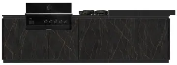 BURN Outdoorkitchen: BURN SOL Outdoor Küche mit Outdoorchef QUBE X-415 RB Schwarz, PITT Seitenkocher und Pult (Kücheninsel)