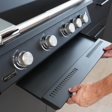 Brabura Outdoor Küche - KC 100 Grillschrank - Anthracite Grey / Nero Zimbabwe - inkl. Brabura Einbaugrill Fusion 400 RM - 4-Brenner, Schwarz