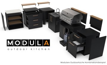 Brabura Outdoor Küche - CT 90 Schrankmodul mit Schubladen - Anthracite Grey / Nero Zimbabwe