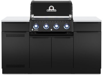 Broil King Outdoor Küche Baron 420 Shadow MOK - Komplettset inkl. Gasflaschenschrank und Aufbewahrungsschrank