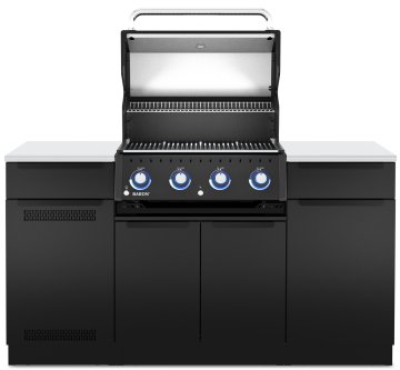 Broil King Outdoor Küche Baron 420 Shadow MOK - Komplettset inkl. Gasflaschenschrank und Aufbewahrungsschrank