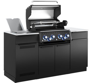 Broil King Outdoor Küche Baron 490 IR Shadow MOK - Komplettset inkl. IR-Seitenbrenner mit Gasflaschenschrank und Aufbewahrungsschrank