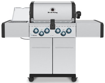 Broil King Regal S 490 IR Edelstahl Gasgrill - mit Heckbrenner inkl. Drehspießset, Infrarot-Seitenbrenner und Gussrosten - Modell 2025