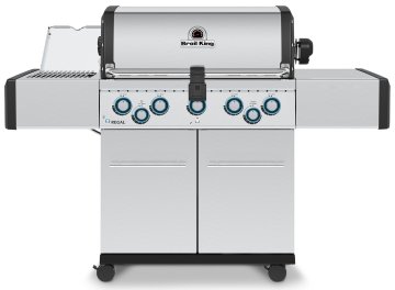 Broil King Regal S 590 IR Edelstahl Gasgrill - mit Heckbrenner inkl. Drehspießset, Infrarot-Seitenbrenner und Gussrosten - Modell 2025
