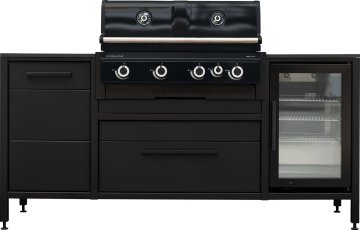 BURN Outdoorkitchen: BURN BBQ Block inkl. Outdoorchef HEAT X-415 und CASO Design Barbecue Cooler 63 Liter