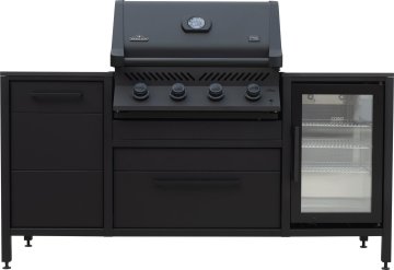 BURN Outdoorkitchen: BURN BBQ Block inkl. Napoleon Prestige 500 Shadow und CASO Design Barbecue Cooler 63 Liter