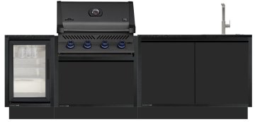 BURN Outdoorkitchen: BURN LUX Outdoor Küche mit Napoleon Prestige 500 BURN Sonderedition Shadow, Kühlschrank und Spüle