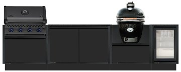 BURN Outdoorkitchen: BURN LUX Outdoor Küche XL Black mit Napoleon Sondermodell Prestige 500 Shadow und Monolith Avantgarde Keramikgrill