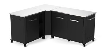 COZZE Outdoor Küche (L-förmig) mit Edelstahl Arbeitsfläche - 160 x 190 cm