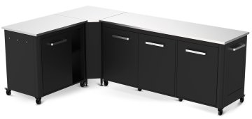COZZE Outdoor Küche (L-förmig) mit Edelstahl Arbeitsfläche - 160 x 250 cm