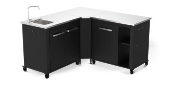 COZZE Outdoor Küche (L-förmig) mit Edelstahl Arbeitsfläche &amp; Spüle - 160 x 160 cm