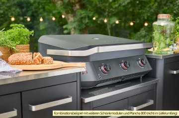 COZZE Outdoorküche: Schrankmodul 2-türig mit Edelstahl Arbeitsfläche / niedrig 70 cm