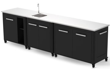 COZZE Outdoor Küche mit Edelstahl Arbeitsfläche &amp; Spüle - 300 x 60 cm