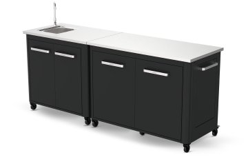 COZZE Outdoor Küche mit Edelstahl Arbeitsfläche &amp; Spüle - 210 x 60 cm