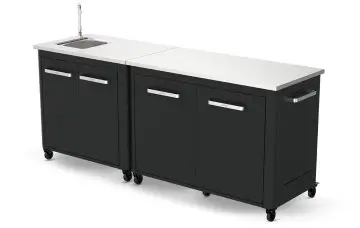 COZZE Outdoor Küche mit Edelstahl Arbeitsfläche & Spüle - 210 x 60 cm