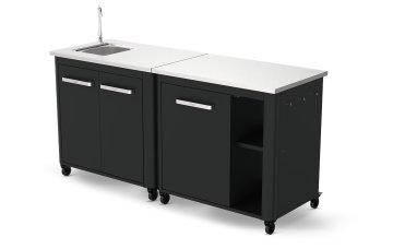 COZZE Outdoor Küche mit Edelstahl Arbeitsfläche &amp; Spüle - 180 x 60 cm
