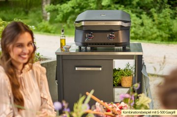 COZZE Outdoor Küche: Schrankmodul 90 cm mit Edelstahl Arbeitsfläche