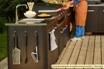 COZZE Outdoor Küche: Spülenschrank 90 cm mit Edelstahl Arbeitsfläche &amp;  Spüle
