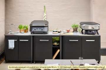 COZZE Outdoor Küche mit Edelstahl Arbeitsfläche &amp; Spüle - 210 x 60 cm