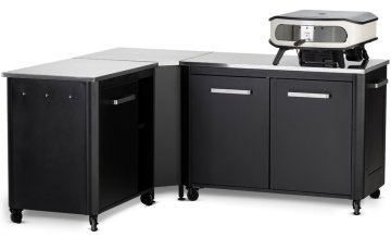 COZZE Outdoor Küche (L-förmig) / 160 x 190 cm - inkl. COZZE Gas Pizzaofen 42,5 (17&quot;) mit rotierendem Pizzastein