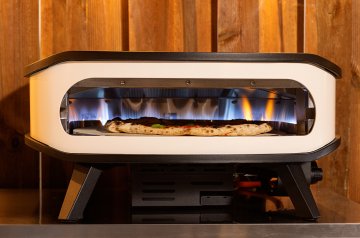 COZZE Pizzaofen Gas 42,5 cm (17&quot;) - mit rotierendem Pizzastein - inkl. Hitzeschild