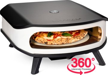 COZZE Pizzaofen Gas 42,5 cm (17&quot;) - mit rotierendem Pizzastein - inkl. Hitzeschild + Pizzaschieber