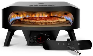 COZZE Pizzaofen Gas CLASSIC Black Edition 42,5 cm (17) - mit rotierendem Pizzastein - inkl. Hitzeschild