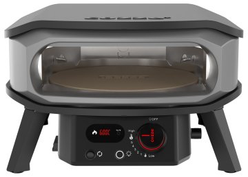 COZZE Pizzaofen Gas PREMIUM 34 cm (13&quot;) mit drehbarem Pizzastein &amp; Digital-Thermometer - inkl. Hitzeschild