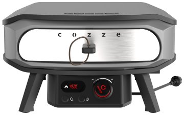 COZZE Pizzaofen elektrisch PREMIUM 42,5 cm (17&quot;) mit drehbarem Pizzastein &amp; Digital-Thermometer - inkl. Hitzeschild