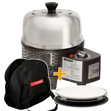 Cobb Grill Pro Gas Black Gasgrill - inkl. Grillplatte gelocht, Bratenrost, Pizzastein & Transporttasche