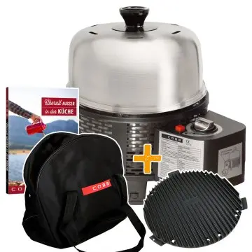 Cobb Grill Pro Gas Black Gasgrill- inkl. Grillplatte gelocht, Griddle Grillplatte, Transporttasche & Kochbuch