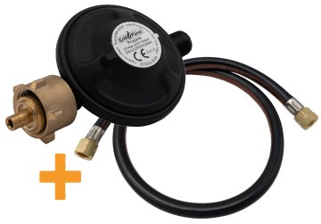 Grillfürst Anschluss Set Gasgerät an Gasflaschen - mit einstufigem Druckminderer + 80 cm Gasschlauch