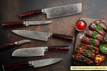 Grillfürst Tranchiermesser aus Damaststahl - Klingenlänge 20 cm