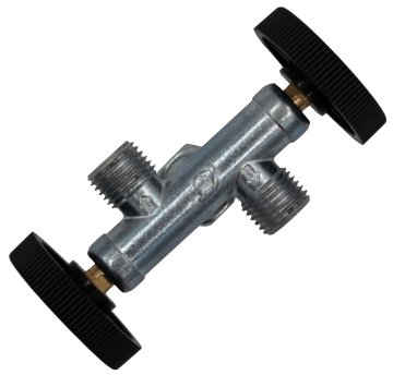 Grillfürst Doppelventil zur Nutzung von 2 Geräten an einer Gasflasche / Flasche (KLF) x 1/4"