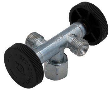 Grillfürst Doppelventil zur Nutzung von 2 Geräten an einer Gasflasche / Flasche (KLF) x 1/4"