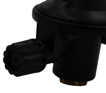 Grillfürst Einstufiger Druckminderer mit Absperrventil / 7/16" (Gaskartusche) x 1/4", 50mbar