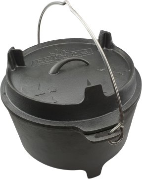 Grillfürst XXL Dutch Oven Set: Starterpaket Gusseisen - X-DEAL mit 2 x Dutch Oven, 2 x Gusseisen Pfanne, 2x Tragetasche, Ringreiniger, Gusseisen Pflege und Bambus-Kochlöffel